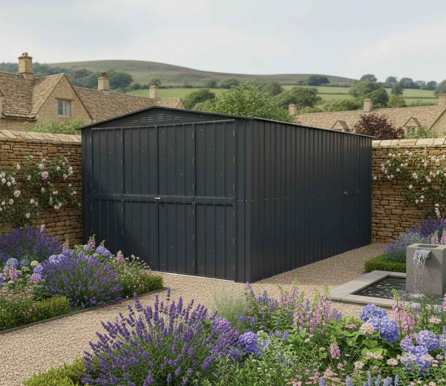 Globel 10 x 15 ft Dual Door Metal Workshop Garage