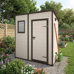 Keter 6×4 Manor Plastic Pent Garden Storage Shed Beige
