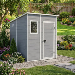 Keter 6×6 Manor Plastic Pent Garden Storage Shed Grey