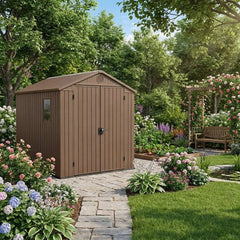 Keter 6×8 Darwin Heavy Duty Plastic Garden Shed Brown