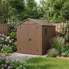 Keter 6×8 Darwin Heavy Duty Plastic Garden Shed Brown
