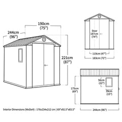 Keter 6×8 Darwin Heavy Duty Plastic Garden Shed Green