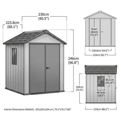 Keter 7’x7.5’ Newton Plus Side Entry Plastic Shed Dark Grey