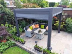 3m x 3m Square Aluminium Louvered Pergola – Grey