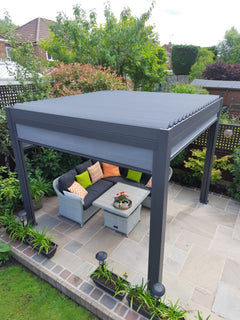 3m x 3m Square Aluminium Louvered Pergola – Grey