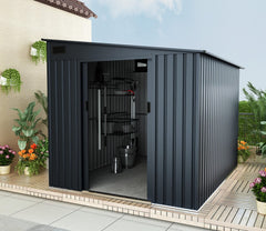 Lotus Sheds Arley 7 x 9 ft Lean To Metal Shed in Grey