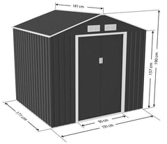 Lotus Sheds Hera 7 x 6 ft Apex Metal Shed